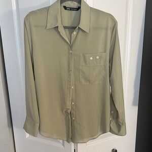 Zara Khaki Long Sleeve Shirt 2300